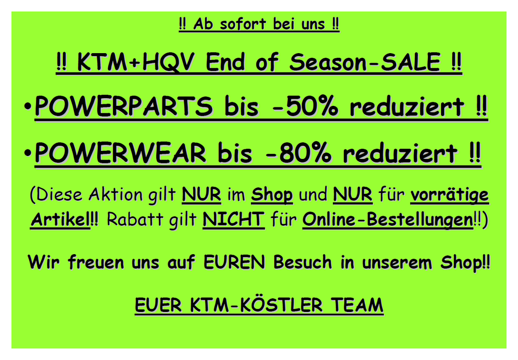 KTM+HQV End of Season-SALE